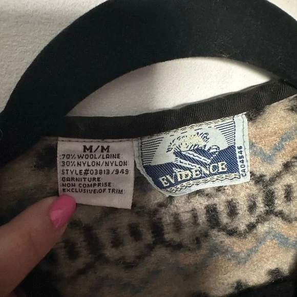 Vintage Vest Wool Neutral Evidence Pattern Brown and Blue Warm and Cozy Vest - Picture 7 of 13